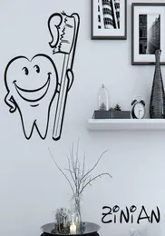 Banyo dekor çıkartmaları serin diş fırçası duvar çıkartmaları muraux su geçirmez kiremit dekorasyon çocuk odası vinil çıkartma diş kliniği7678608