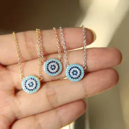 ペンダントネックレス2024 New 925 Sterling Silver Evil Eye Hamza White Blue Aaa CZ Womens Lucky Eye CZ Pendant Necklaceかわいい女の子ファッションジュエリーQ240430