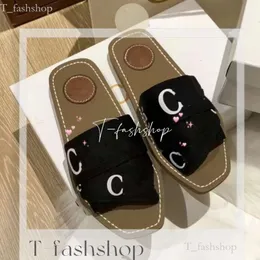 2024 Free Shipping Top Woody Chypre Sandals Mules Flat Slides Light Tan Beige White Black Pink Blue Lace Lettering Canvas Slippers Womens Summer Outdoor Indoor 761