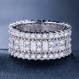 Victoria Wieck Ny ankomst Luxury Jewelry Circle Rings 925 Sterling Silver Princess Topaz Cz Diamond Eternity Wedding Band Ring for WOM 301G