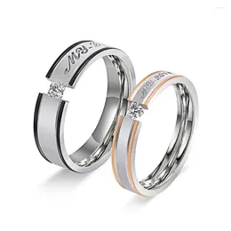 With Side Stones Gold Forever Love Sexy Mom Wedding Rings Couple Eternity Engagement Heart And Crystal Men Women Ring In Stainless Steel