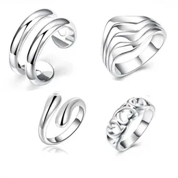 Cluster Rings 925 Sterling Silver 4pc/Set Fashion Charm Finger Ring Set för kvinnor Vintage Boho Knuckle Party Jewelry Wedding Girl H240504