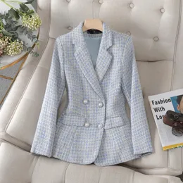 Lüks bayanlar fransız küçük kokusu ol tweed blazer kadın sonbahar elbise üst düzey tanrıça fan blazers 240423