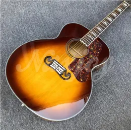 Sunset 43 "Spruce Solid Acoustic Guitar Custom Maple Wood Jumbo Body Electric Guitarra
