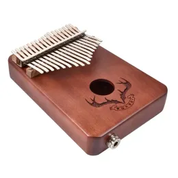 Fishhooks Muspor Kalimba 17 Keys Solid Mahogany Eq Thumb Finger Piano 내장 픽업 크리스마스 선물 (순록 혼)