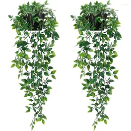 Dekoracyjne kwiaty 2 szt. Symulacja mandala dom domowy fałszywy rośliny zielony plantaer sztuczny wiszący z doniczkami