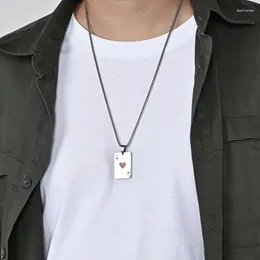 Pendant Necklaces Unisex Punk Style Poker Lucky Ace Of Spades Necklace Red Black Color Stainless Steel Metal Jewelry Fortune Paper Card