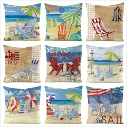 Kissen Seaside Holiday Style Cover 45x45 cm Ocean Beach Stuhl bedruckte Bauernhaus El Decor Kissenbezüge für Couch