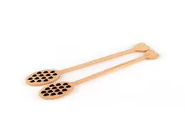 Carino cavo oro -love in legno a forma di legno stick legno cucchiaio cucchiaio bastoncino ad agitazione per posate accessori per posate cucina gadget ZA33977598432