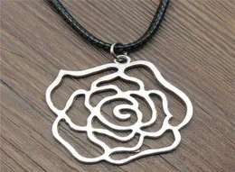 WYSIWYG 5 Pieces Leather Chain Necklaces Pendants Choker Collar Male Necklace Fashion Hollow Rose Flowers 37x36mm N6B140082415319