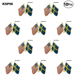 USA Sverige Lapel Pin Flag Badge Brooch Pins Badges 10st A LOT5041583