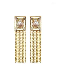 Brincos de garanhão Square Pearl Dangle Drop for Women Tassel Earring Acessórios de jóias de orelha de orelha9495061