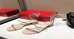 Moda Cleo Rainbow Sandal Kristal Serpantin Sargı Açık Toe Seksi Strass 40 Yüksek Topuk Partisi Kadınlar RC Sandals8115360