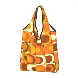 Aufbewahrungstaschen inwirtschaftlich in orange und braunen Tönen Lebensmittel einkaufen Custom Shopper Schultertasche tragbare geometrische farbenfrohe Handtasche