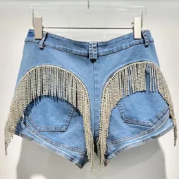 Shorts femminile 2024 jeans strappato estivo corto femme ad alta vita con diamante bassini casual per donne in denim da donna