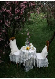 Tkanina stołowa europejska dom toile de jouy ins francuskie retro obrus bawełniany lniany okładka kuchnia impreza jadalnia świąteczne piknik 8219590