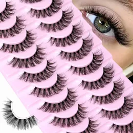 False Eyelashes 10 Pairs Natural Fluffy Lashes D Curl 3D Volume Wispy Strips Perfect For Daily Or Special Occasion Makeup