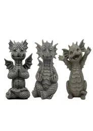 Decorações de jardim Dragon Meditation estátua no Yard Fantasy Resina Coletando Artesanato 18x11x9cm Decoração Outdoor5206625