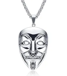 Pendant Necklaces Movie VMens Collar Con Colgante De Acero Inoxidable Cadena Hip Hop Adecuado Para Vendetta Anonymous2733277