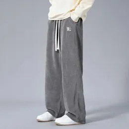 봄 남자 캐주얼 바지 스웨트 팬츠 품질 커플 넓은 다리 통기성 조깅하는 직선 단색 중성 헐렁한 가기 240422