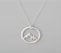 5st Simple Nature Snowy Mountain Necklace Circle Round Mountain Top Range Necklace Landscape Lover Camping Outdoor Halsband för 5308929