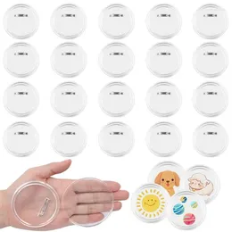 Brooches 25Pcs Button Badges With Pins 2.8" Clear Acrylic Badge Makers For Craft Supplies Blank Picture Kit