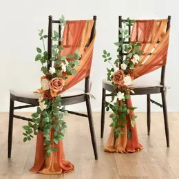 Свадебные сплошные цветные сплавки с искусственной шелковой розой цветок для свадебной вечеринки для свадебной вечеринки, декор стул, 240430