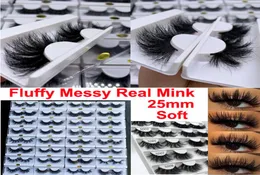 Soft Fluffy Messy False Eyelashes 100 Mink Eyelash 25mm Long Bomb 5D Dramatic Lashes Volume Natural Curl Crossed Thick Lash 32 St6629843