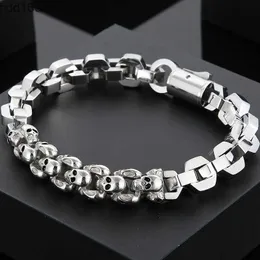 Bracelets de charme masculino 14k Braça de cabeça de caveira dourada branca para homens de 10 mm de corrente nas pulseiras masculinas massivas jóias góticas masculinas