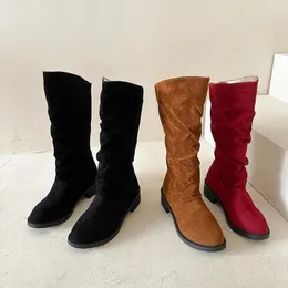 Casual Shoes Boots Women But Knee Tube 2024 Winter Plus Velvet Low Heel Thin Elastic Women.