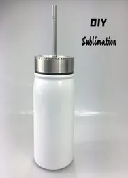 Sublimazione fai -da -te da 17 once di muratore bianco in acciaio inossidabile tazze di muratore a doppia parete a doppia parete da 500 ml BOTCULA DI MATTURA ACQUA SUCCHIO