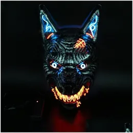 Party Masks Wolf Scary Animal Led Light Up For Men Women Festival Cosplay Halloween Costume Masquerade Parties Carnival 230321 Drop Dhrk8