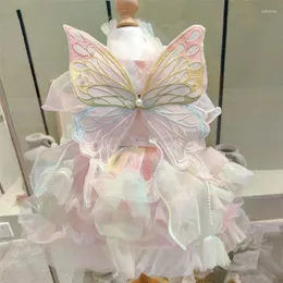 Hundebekleidung Schmetterling Prinzessin Kleid Haustier Kleidung Süßes Small Cute Chihuahua weicher Druck Sommer Pinkes Mädchen Maskottchen
