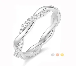 Anéis de casamento Eamti Mulheres eternidade anel de corda ED Copper Cubic Zirconia Engagement Band Tamanho 5 a 1133333426