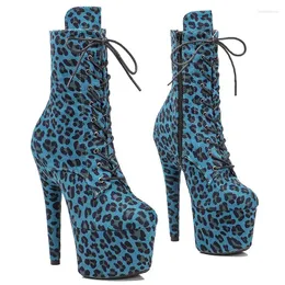 Buty Leecabe 17 cm/7 cali Leopard Upper Nightclub Stiletto Pumps Side Zipper High Heels Women Party Buty Platforma 3B