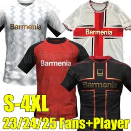 4xl 23/24/25 Leverkusen Home Soccer Jerseys 2024 Champions 2025 Fans Version Version Demirbay Wirtz Bakker Bailey Hofmann Футбольная рубашка для мужчин Kids Kit Носки
