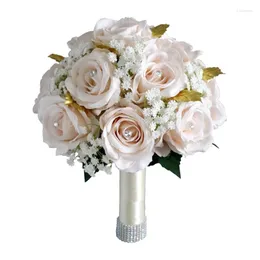 Dekorativa blommor Artificial Rose Wedding Bridal Bouquet Romantic Bride Holding Bridesmaid Buquets For Home Party Valentine's Day