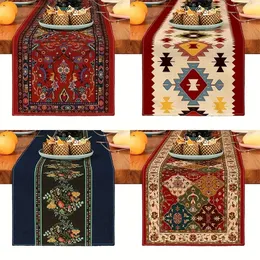 Bohemian Geometric Pattern Table Runner Linen Kitchen Decoration Accessories for Indoor Outdoor Holiday Decoration Table Runner 240430