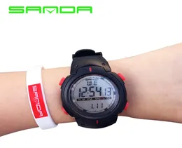 2017 Sanda Fashion Men sportklockor med 50 m vattentät utomhus kul digital klocka simning dykning armbandsur reloj hombre montre3575669