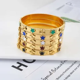 Bangle Hot Sale Fashion Gold Color Stainless Steel Flower Bracelets for Women Cute Bracelet Jewelry Party Party Gift Clover H240504