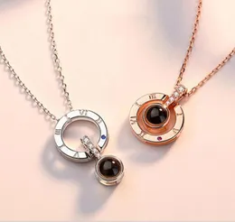 BC New 도착 Rose Goldsilver 100 언어 I Love You Projection Pendant Necklace Romantic Love Memory Wedding Necklace1903184