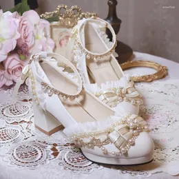 Отсуть обувь принцесса сладкие девушки свадьба Женщина Кавайи чайная вечеринка Японская аниме аниме Лолита Женщины Хараджуку лук женский средний каблук 6 см.