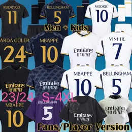 2023 2024 Real Madrids Bellingham Soccer Jerseys Vini Jrs Real Madrids Camevingas Tchouamenis Modrics Rodrygo Futebol Circy Player Versão CAMISETA Men Kids 23/24