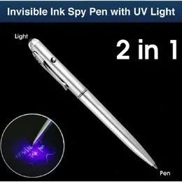Fun Pen 2-in-1 Invisible UV Glowing Pen Ink Magic Safe Handwriting Secret Spy Spy Pen with UV Creative Plastic Ball Point Pen 240430