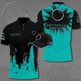 Poloshirts Petronas F1 Racing Team Summer Mens Polo för män Kvinnliga klädjacka Skjortor Skjorta med krage andningsbara avslappnade polos ger bort hatt vit eller svart