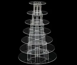 Top Fubly -Fashion 7 Tier Round Clear Acryle Party Wedding Cake Cupcake Stand1379879