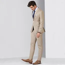 Erkekler Suits Erkekler 2024 Yaz Bej Özel Yapımı Düğün İş Sağlamcıları Smokin Slim Fit Sıraslı Adam Blazer 2 Parçası