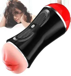 Double Head Male Masturbation Cup Sexleksaker för män som suger riktig djuphot och mun mjuk kisel vagina massager 2110132692202