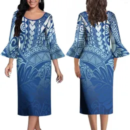 Sukienki imprezowe 2024 Ruffled Mankiet Design Długa spódnica sukienka bankietowa Polinezja Casual Temperament Niestandardowy wzór drukowania kobiet