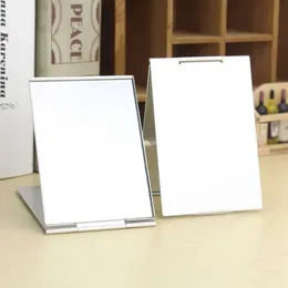 알루미늄 접이식 미러 미니 휴대용 메이크업 미러 손 스탠딩 작은 거울 세면대 접이식 소형 포켓 화장품 도구